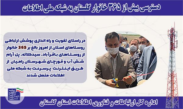 دسترسی بیش از 365 خانوار استان گلستان به شبکه ملی اطلاعات