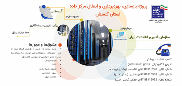 مرکز داده گلستان به بخش خصوصی واگذار می شود