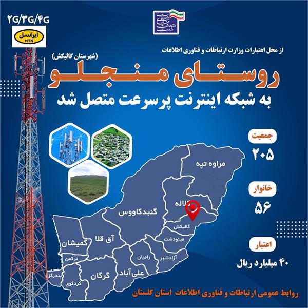 روستای منجلو گالیکش به اینترنت پرسرعت 4G مجهز شد