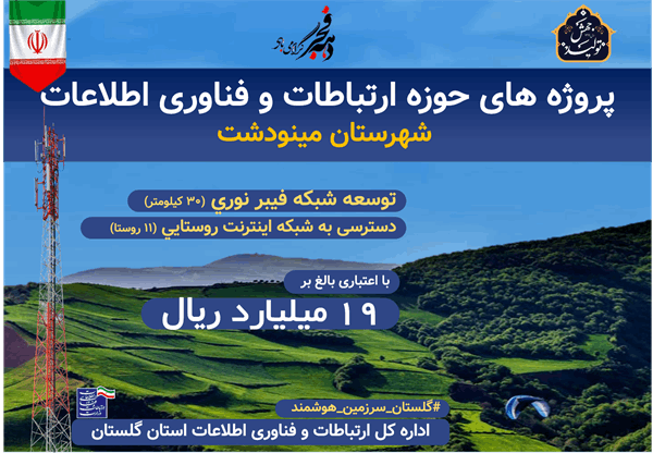 پوشش اینترنت پرسرعت شهرستان مینودشت به 80 درصد رسید